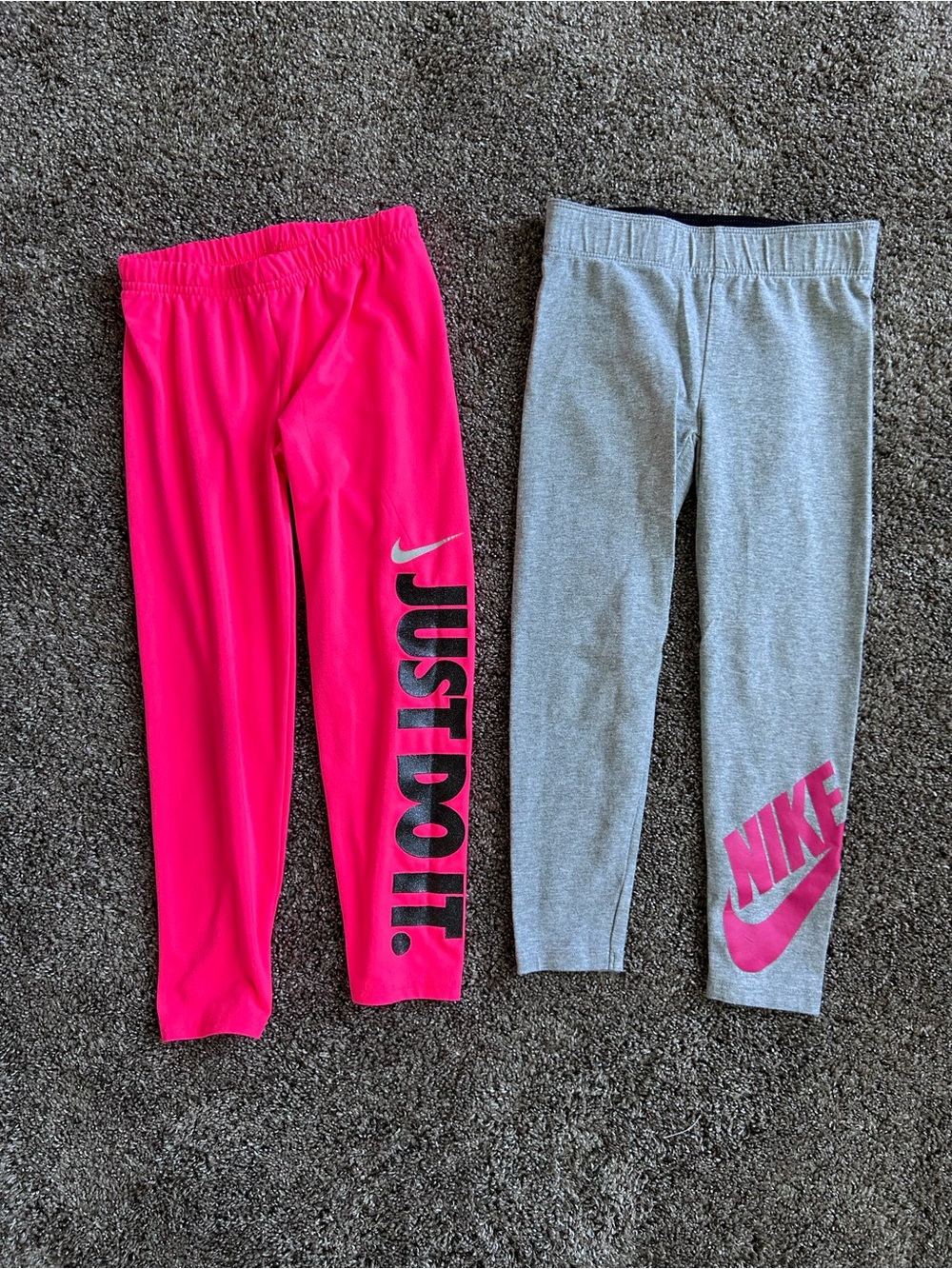 Nike Kids' Leggings Two-Pack — Hot Pink & Heather Gray Size 6